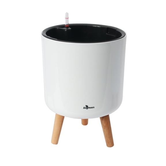 Algreen Modena 10.7" Self-Watering Planter with Stand, Gloss White