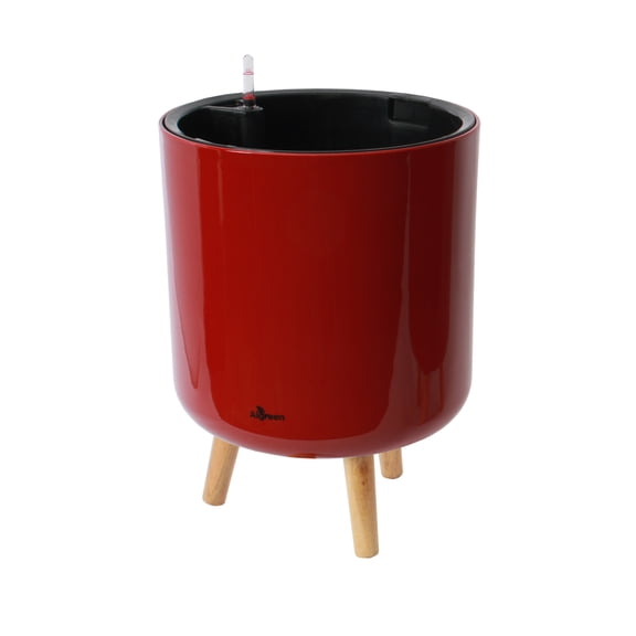 Algreen Modena 12.7" Self-Watering Planter with Stand, Gloss Red