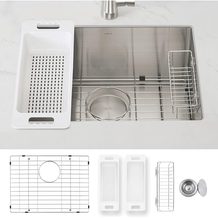 Modena 16-Gauge Stainless Steel Single Bowl Undermount Kitchen Sink (23 x 18 x 10 Inch)