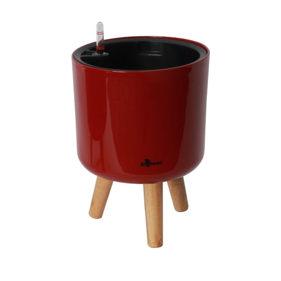 Algreen Modena 8.5" Self-Watering Planter with Stand, Gloss Red