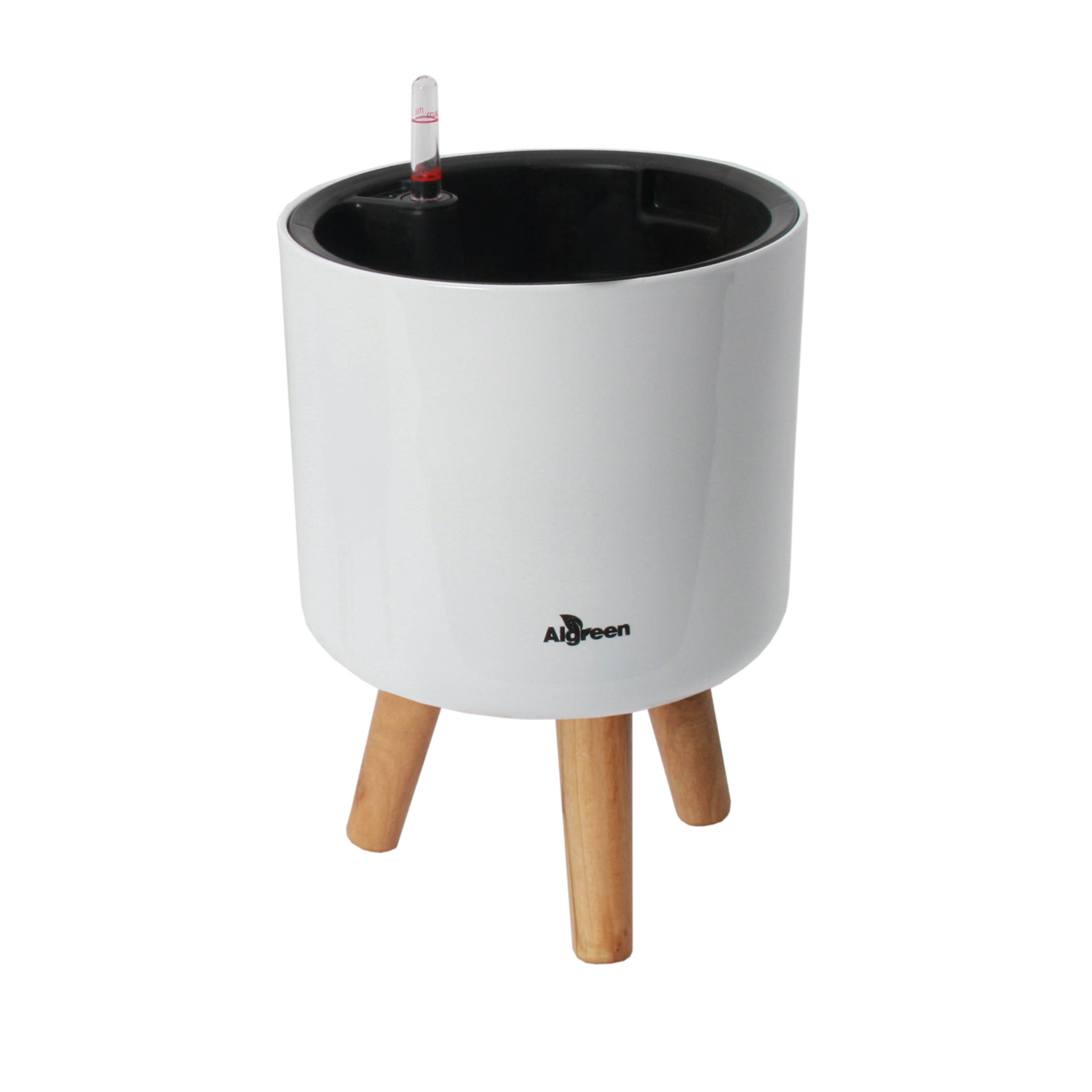 Algreen Modena 8.5" Self-Watering Planter with Stand, Gloss White