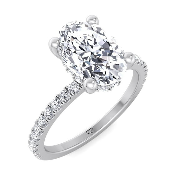 Modena - Invisible Halo Oval Cut Diamond Engagement Ring