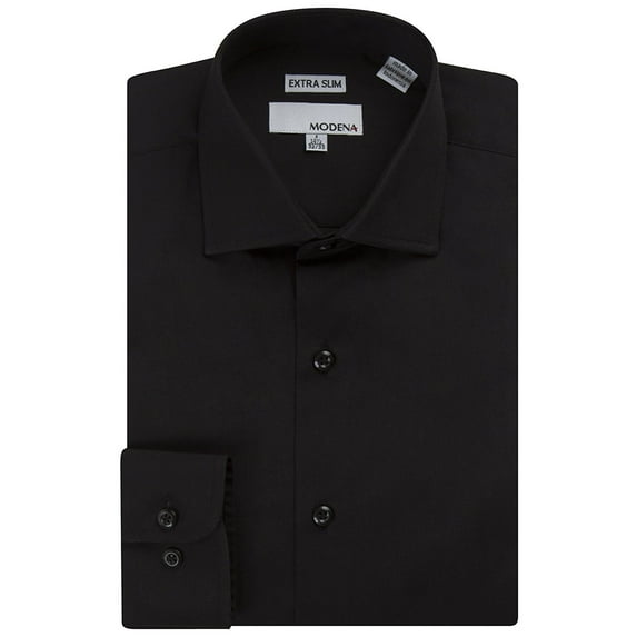 Modena Men's M300SPOR Extra Slim Fit Long Sleeve Solid Dress Shirt - Black - 15 2-3
