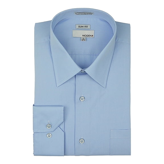 Modena Men's Slim Fit Long Sleeve Dress Shirt - All Sizes (16.5 34/35, Powder Blue)