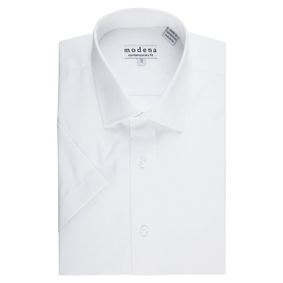 Modena Men's Slim Fit Short Sleeve Cotton Blend Solid Dress Shirt All Sizes