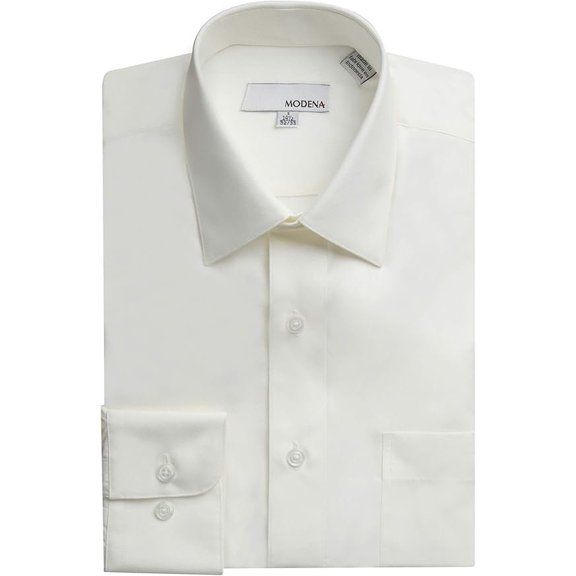 Modena Mens Regular Fit Long Sleeve Solid Dress Shirt Colors