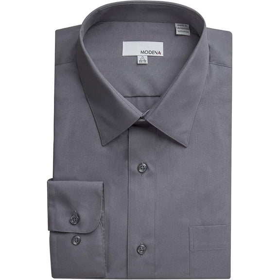 Modena Mens Slim Fit Long Sleeve Solid Dress Shirt Colors