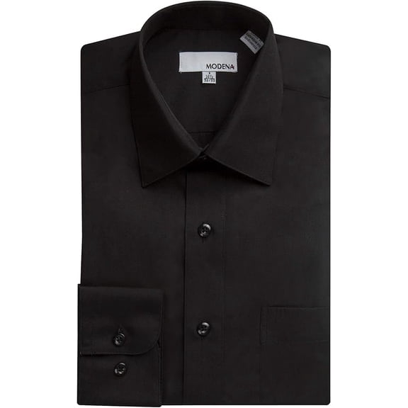 Modena Mens Regular Fit Long Sleeve Solid Dress Shirt Colors
