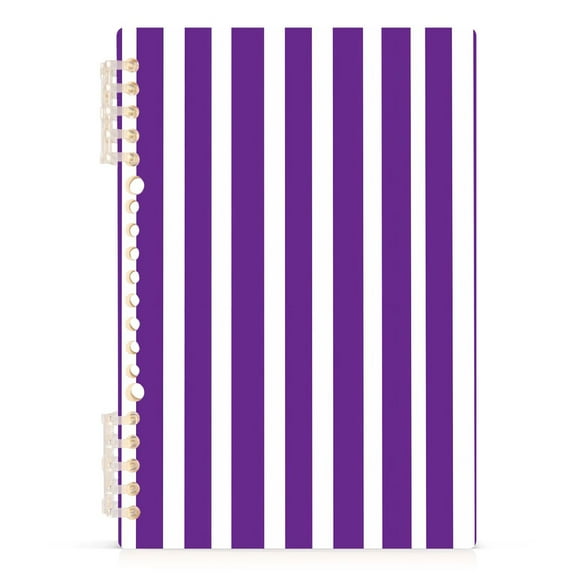 Modena Purple and White Striped Notebooks 1-subject Journal 60 Sheets A5 College Ruled Paper Detachable Ring 8.3"x5.7"