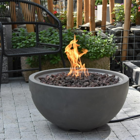 Modeno Nantucket Light Weight Fiber-Concrete Fire Pit Bowl Propane in Gray