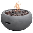 thumbnail image 1 of Modeno Outdoor Newbridge Fire Pit Table Grey Durable Round Fire Bowl Glass Fiber Reinforced Concrete Propane Patio Fire Place 27 Inches Electronic Ignition Cover and Lava Rock Included, 1 of 5