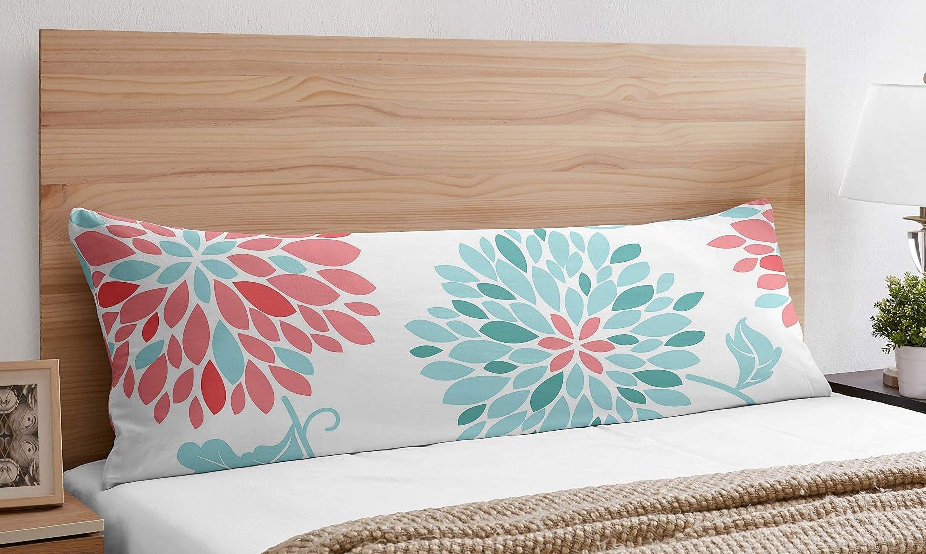 Moder Turquoise Ad Coral Emma Full Legth Double Zippered Body Pillow