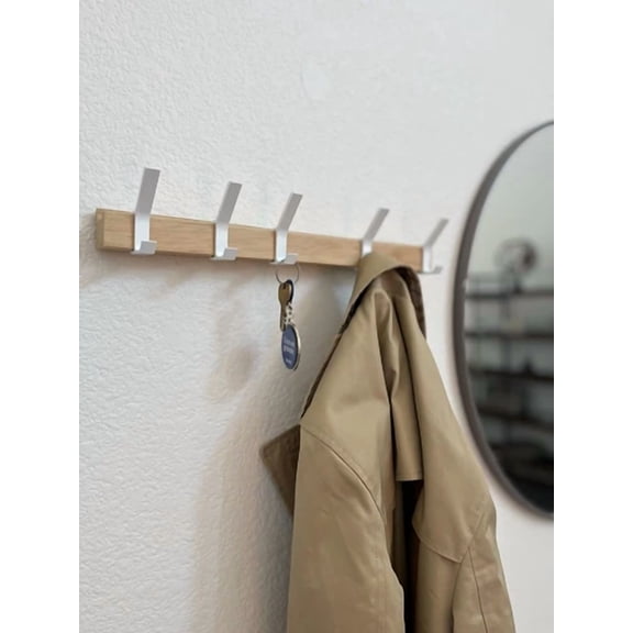Moderm Wall-Mounted Coat Hook Rail With 5 Double Hooks