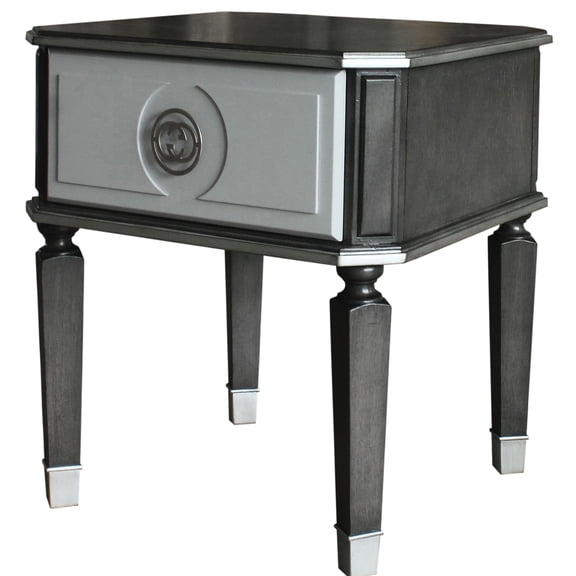 Modern 1 Drawer Charcoal And Grey End Table For Interior Design & - Sleek Living Spaces