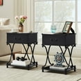 thumbnail image 1 of Modern 1-Drawer Nightstand with Storage Shelf, X-design End Side Table, Set of 2 Black, 1 of 5