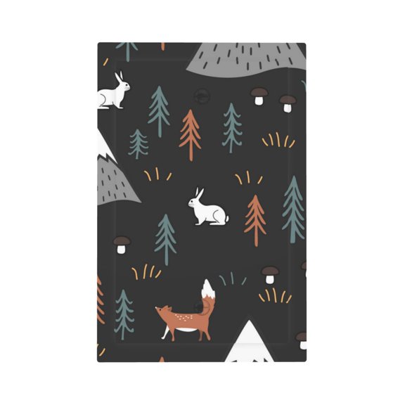 Modern 1-Gang No Device Blank Wall Plate Electrical Switch Cover Outlet Switchplate, Mountain Rabbit Cartoon Hares Fox