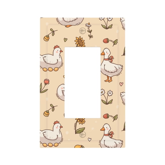 Modern 1-Gang Single Gang Wall Plate Electrical Switch Cover Outlet Switchplate, Duck Goose Chicken Flower