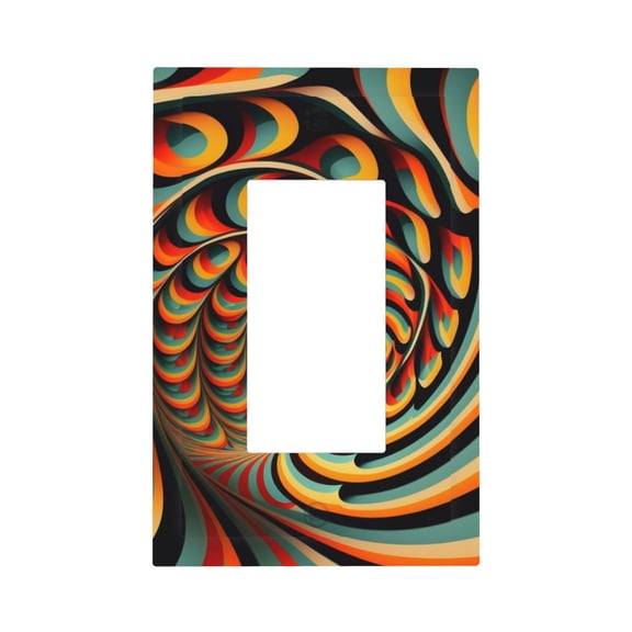 Modern 1-Gang Single Gang Wall Plate Electrical Switch Cover Outlet Switchplate, Spiral Trippy Illusion Psychedelic Optical