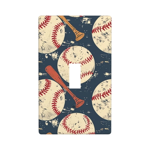 Modern 1-Gang Toggle Switch Wall Plate, Light Switch Cover Outlet Cover for Home & Office, Baseball Bat Sport