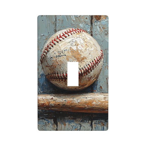 Modern 1-Gang Toggle Switch Wall Plate, Light Switch Cover Outlet Cover for Home & Office, Baseball