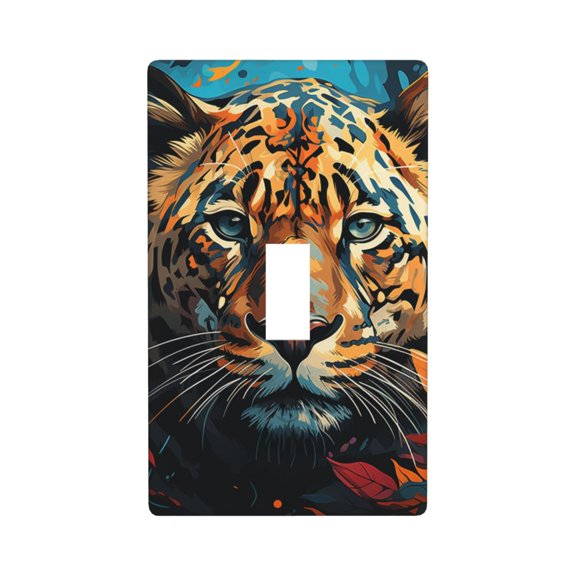 Modern 1-Gang Toggle Switch Wall Plate, Light Switch Cover Outlet Cover for Home & Office, Cheetah Leopard Print Tiger Cool Art