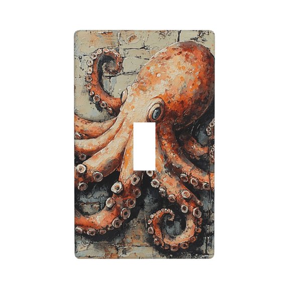 Modern 1-Gang Toggle Switch Wall Plate, Light Switch Cover Outlet Cover for Home & Office, Coral Octopus Watercolor Retro Vintage