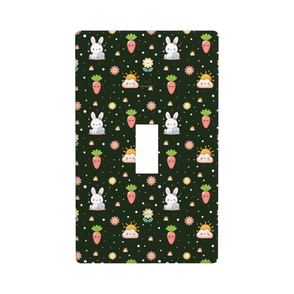 Modern 1-Gang Toggle Switch Wall Plate, Light Switch Cover Outlet Cover for Home & Office, Cute Bunny Carrot Rabbit