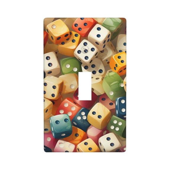 Modern 1-Gang Toggle Switch Wall Plate, Light Switch Cover Outlet Cover for Home & Office, Domino Stones Game Dice Art