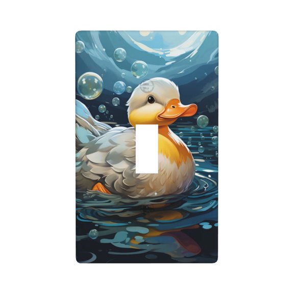 Modern 1-Gang Toggle Switch Wall Plate, Light Switch Cover Outlet Cover for Home & Office, Duck Bubbles Cartoon