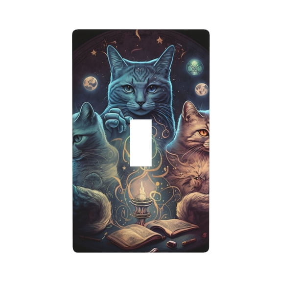 Modern 1-Gang Toggle Switch Wall Plate, Light Switch Cover Outlet Cover for Home & Office, Magic Cats Retro Cat
