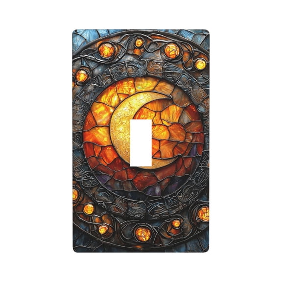 Modern 1-Gang Toggle Switch Wall Plate, Light Switch Cover Outlet Cover for Home & Office, Moon Celtic Stained Glass Art