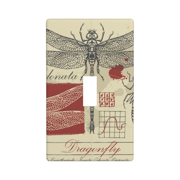 Modern 1-Gang Toggle Switch Wall Plate, Light Switch Cover Outlet Cover for Home & Office, Retro Dragonfly Larva Vintage