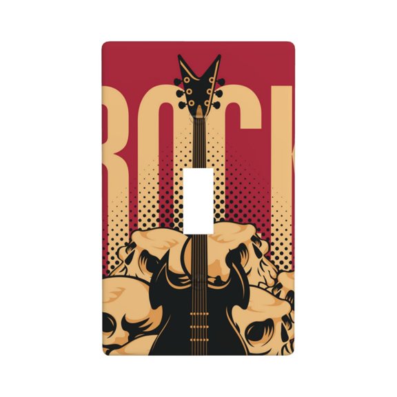 Modern 1-Gang Toggle Switch Wall Plate, Light Switch Cover Outlet Cover for Home & Office, Rock Electric Guitar Skulls