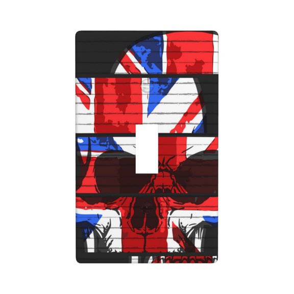 Modern 1-Gang Toggle Switch Wall Plate, Light Switch Cover Outlet Cover for Home & Office, Union Jack Skull Uk Flag