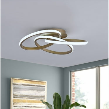 Modern 1-Light Linear Design LED Flush Mount Lighting Fixture Gold