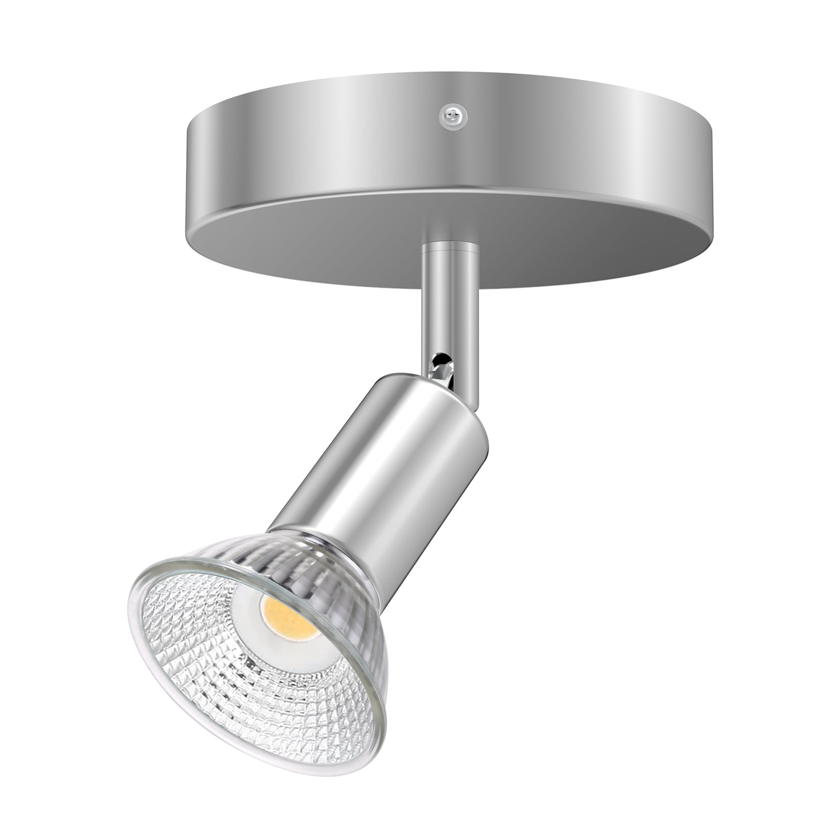 Modern 1-Light Track Lighting Kit, Flush Mount Wall/Ceiling Spot Lights Fixture, LED Track Light with Chrome Flexibly Rotatable Light Head for Kitchen Living Room
