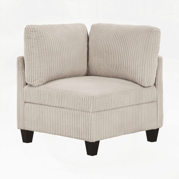 Modern 1-Piece Living Room Furniture - Beige Corduroy with Storage and Solid Wood Frame