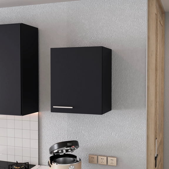 Modern 1-door Black Wall Cabinet - Optimize Small Area Organization With 1 Door Enhance Bathrooms