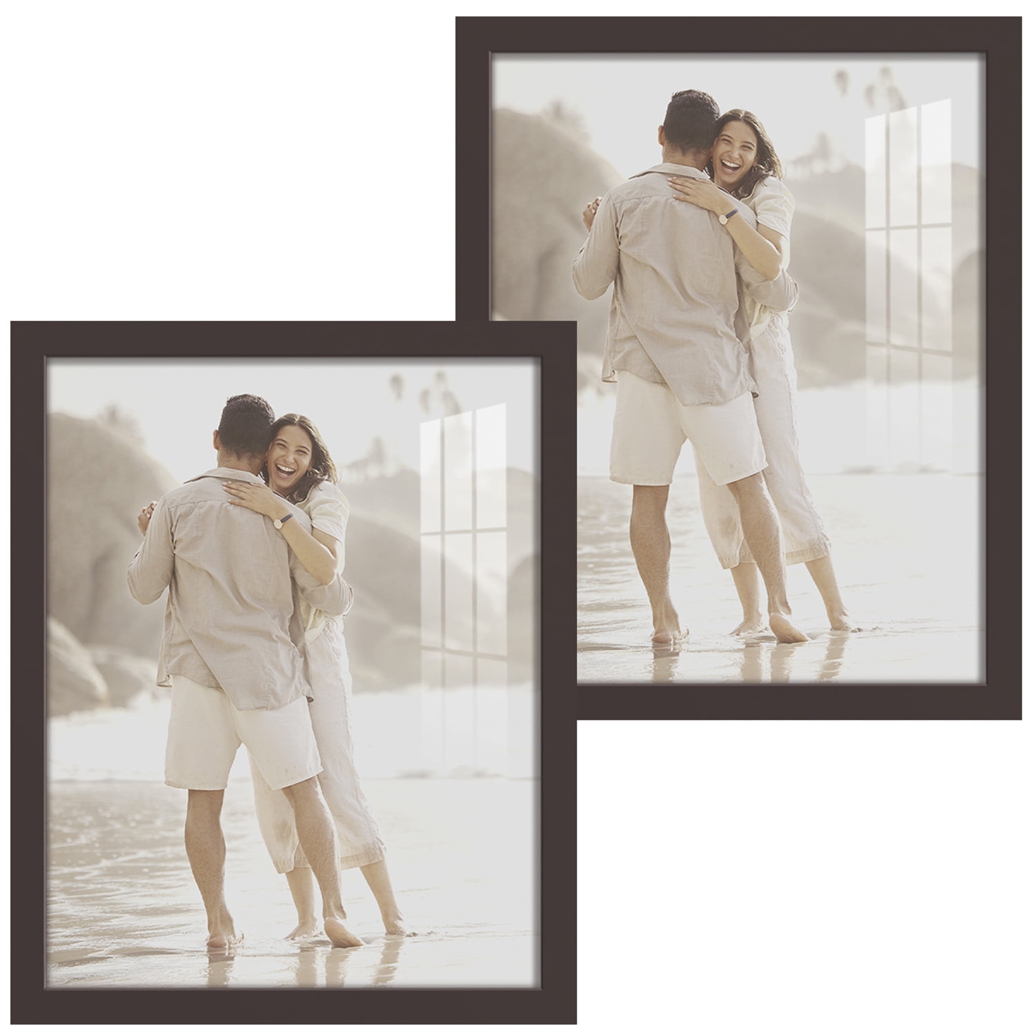 Modern 11 in. x 14 in. Brown Picture Frame (Set of 2)