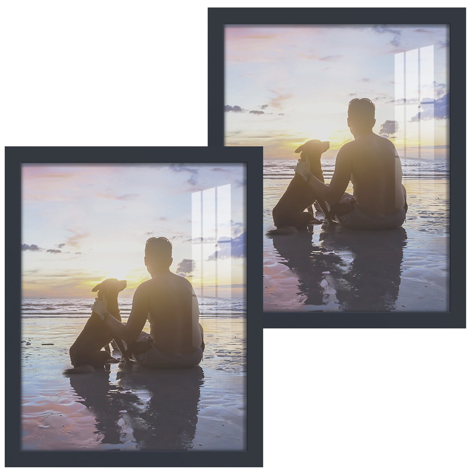 Modern 11 in. x 14 in. Dark Blue Picture Frame (Set of 2)