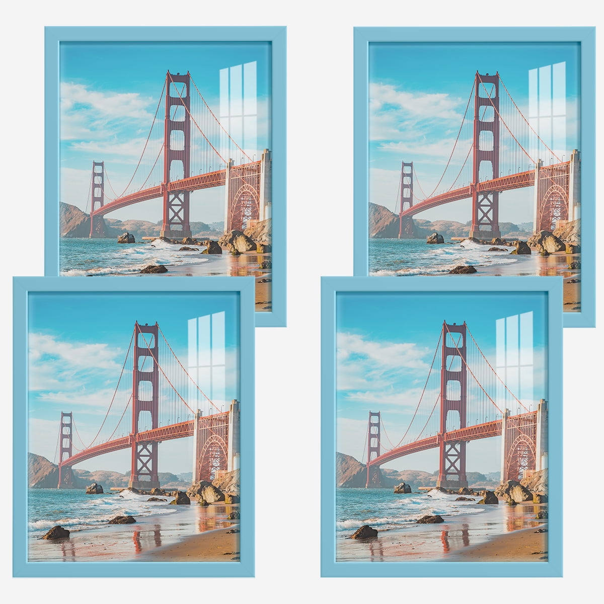 Modern 11 in. x 14 in. Light Blue Picture Frame (Set of 4)