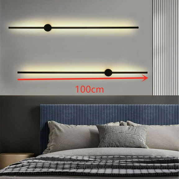 Modern 110V 20W 1M Modern LED Wall Light Long Strip Sconce Stairs Bar Linear Wall Lamp Bedroom Base Siz 4.6*0.2in for Living Rooms, Bedroom Bedside Tables, Bathroom Dressing Tables