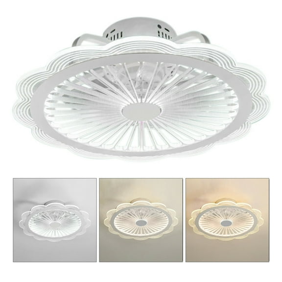 Modern 110V Acrylic Invisible Ceiling Fan Lamp Dimmable LED Light Remote Control Chandelier 36w
