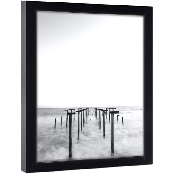 Modern 11x16 Black Picture Frame Wood with Real Glass - Wall Hanging - Real Wooden Edge - 16x11 Frame Size For Family Photo Portrait, Poster Prints, Documents, Art Print- Modern Memory Design