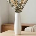 thumbnail image 1 of Modern 12-Inch Tall White Ceramic Vase for Pampas Grass, Floral Arrangements, and Elegant Home Decor, 1 of 9