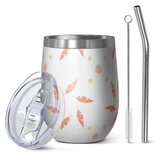 Modern 12oz Stainless Steel Insulated Wine Tumbler with Lid and Straw – Double Wall Vacuum Mug for Hot & Cold Drinks, 304 Steel Interior, Sweat-Free Design