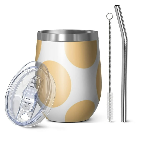Modern 12oz Stainless Steel Insulated Wine Tumbler with Lid and Straw – Double Wall Vacuum Mug for Hot & Cold Drinks, 304 Steel Interior, Sweat-Free Design