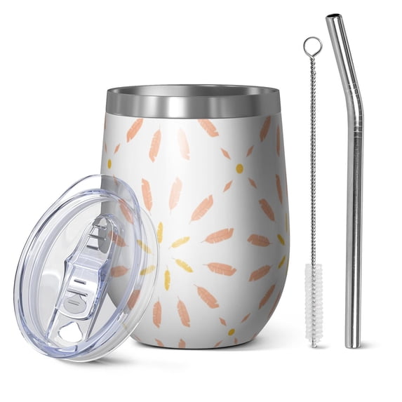 Modern 12oz Stainless Steel Insulated Wine Tumbler with Lid and Straw – Double Wall Vacuum Mug for Hot & Cold Drinks, 304 Steel Interior, Sweat-Free Design