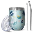 thumbnail image 1 of Modern 12oz Stainless Steel Insulated Wine Tumbler with Lid and Straw – Double Wall Vacuum Mug for Hot & Cold Drinks, 304 Steel Interior, Sweat-Free Design, 1 of 5