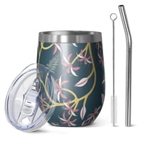 Modern 12oz Stainless Steel Insulated Wine Tumbler with Lid and Straw – Double Wall Vacuum Mug for Hot & Cold Drinks, 304 Steel Interior, Sweat-Free Design